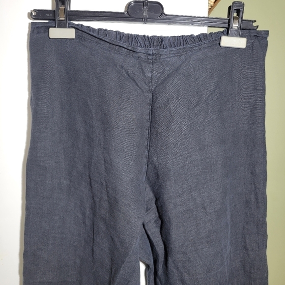 Bryn Walker elastic waist high rise wide leg linen pants black medium - Picture 2 of 11